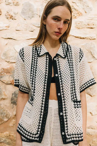 Indi & Cold Black & White Crochet Shirt - The Mercantile London