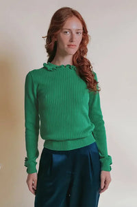 Emile Et Ida Eliane Olive Green Knitted Jumper