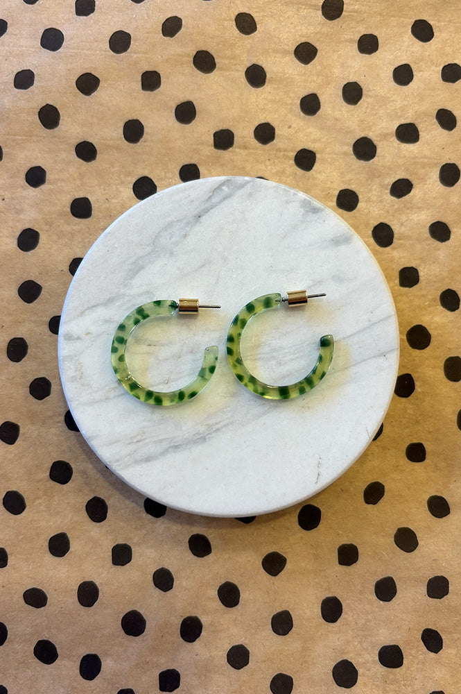 B.M.L Marseille  Green Thin Resin Hoop Earrings - The Mercantile London
