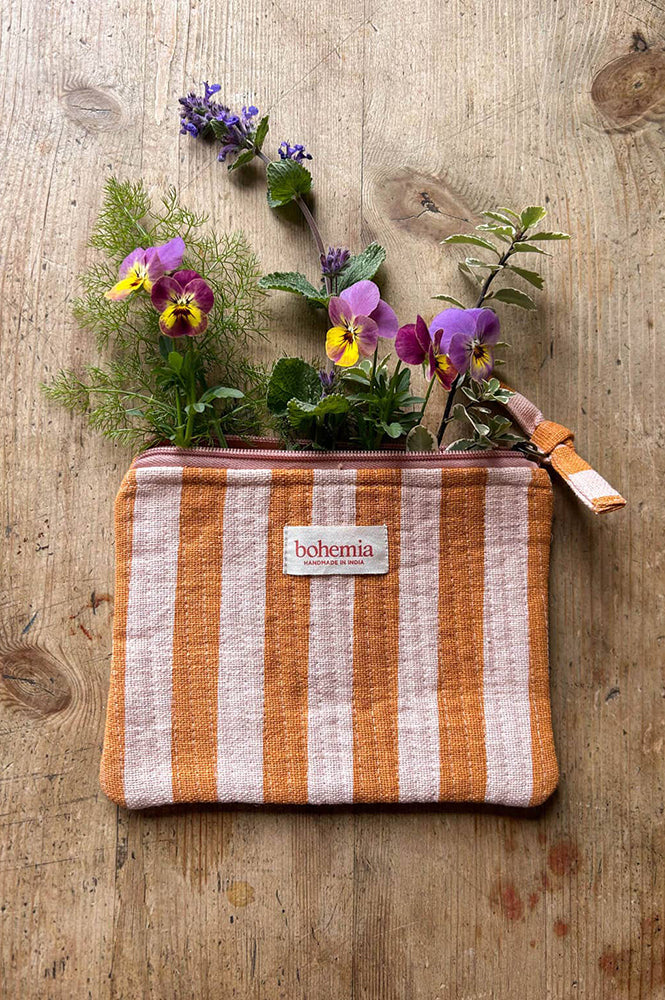 Bohemia Jaipur Stripe Pink City Medium Pouch - The Mercantile London