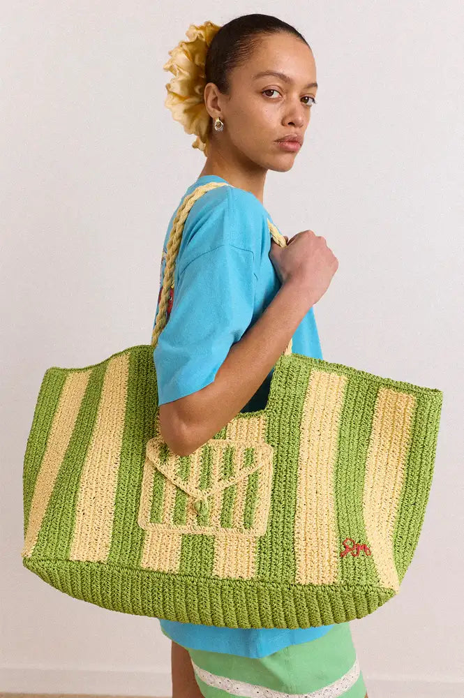 Damson Madder Orla Apple Stripe Beach Bag