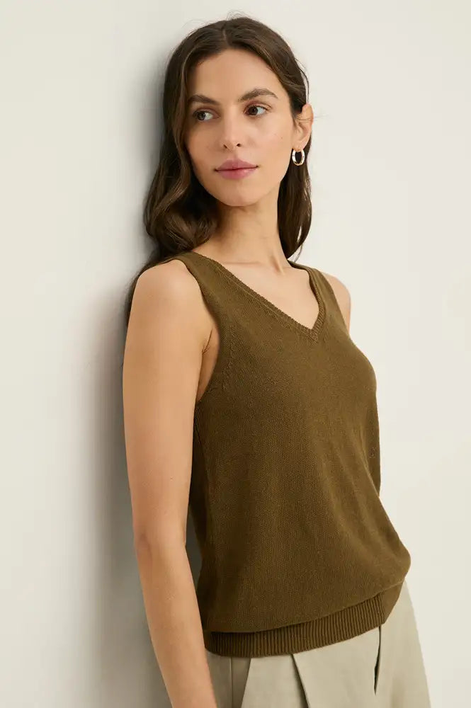 Yerse Khaki Knitted Vest - The Mercantile London