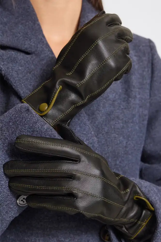 ICHI Mascha Black Leather Gloves