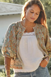 M.A.B.E Jaci Orange Floral Print Jacket