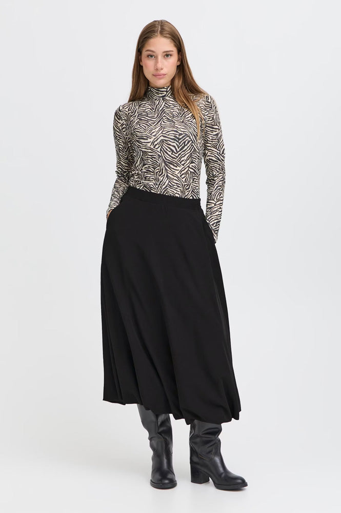 ICHI Lirina Black Bubble Maxi Skirt - The Mercantile London