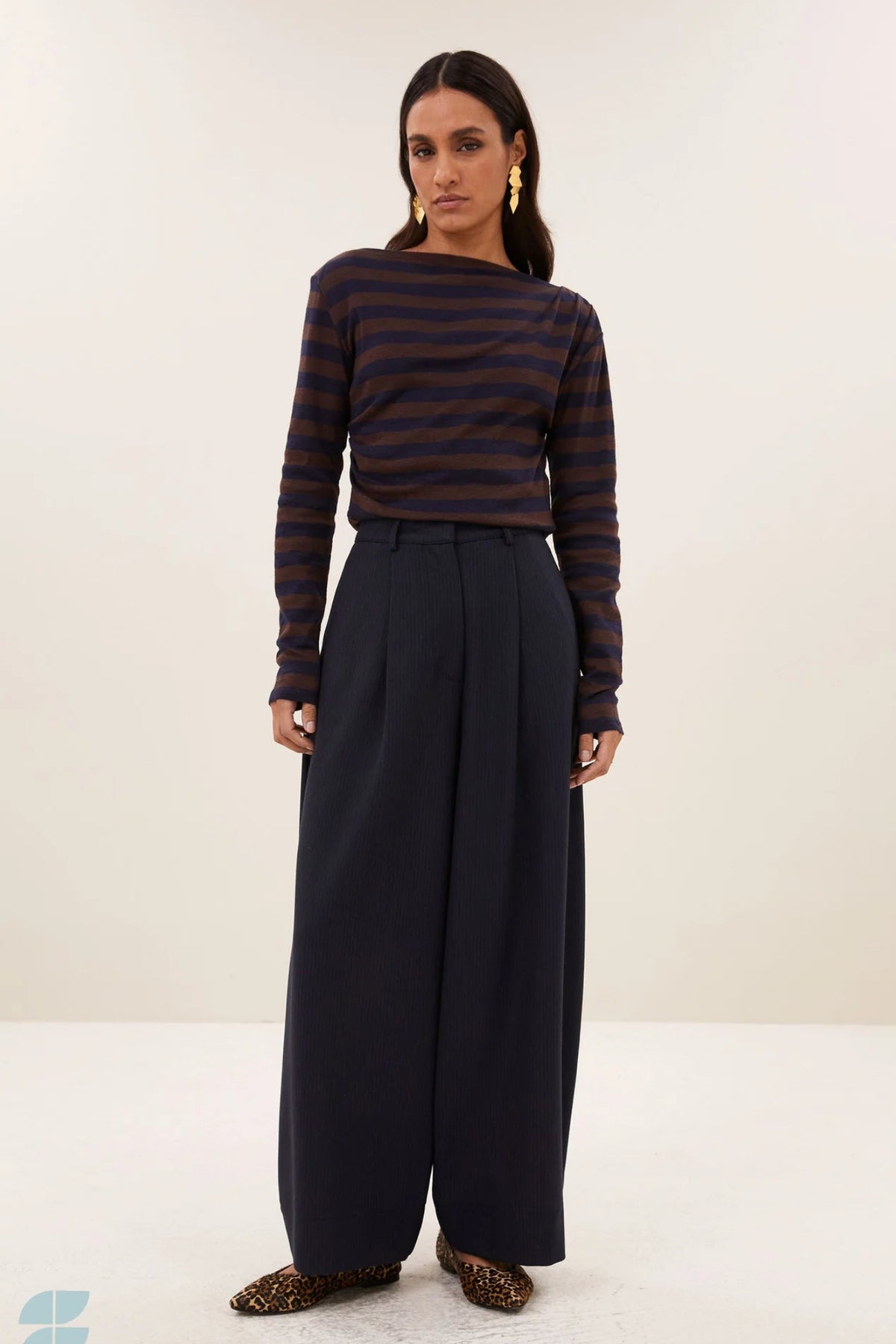 By-Bar Leya Coffee Bean Big Stripe Top