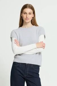 ICHI Aniles Cloud Dancer Metallic Knit Top