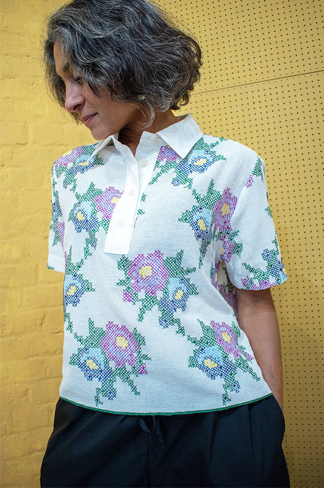 Sacrecoeur Thais Multicoloured Embroidered Polo - The Mercantile London