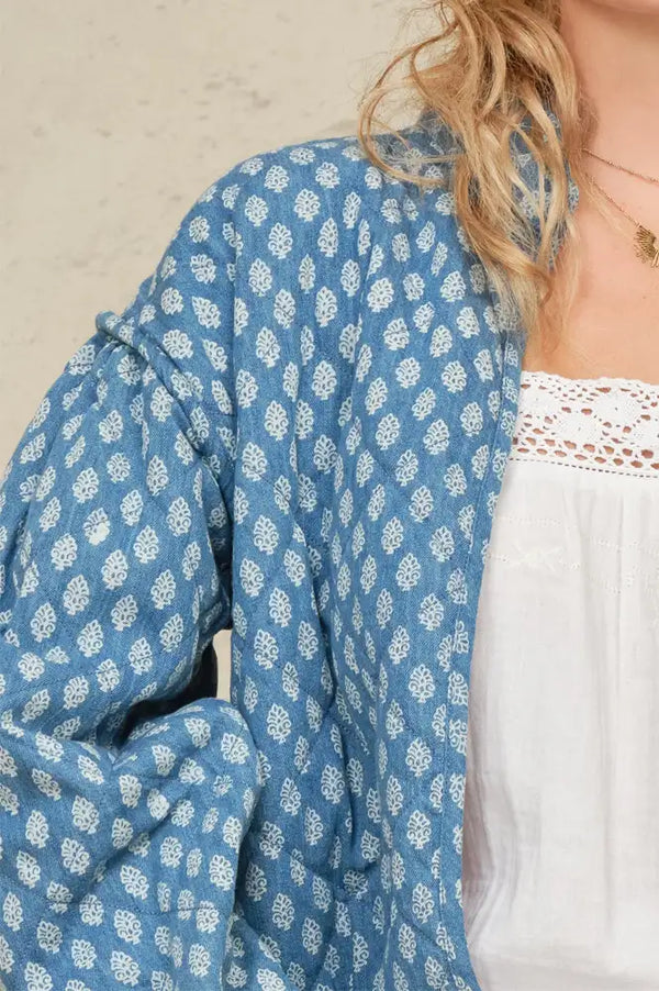 M.A.B.E Jenna Blue Quilted Print Jacket - The Mercantile London