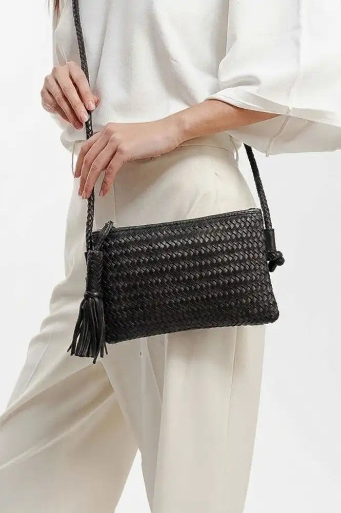 Biba Perkins Black Braided Crossbody Bag