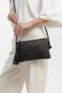 Biba Perkins Black Braided Crossbody Bag