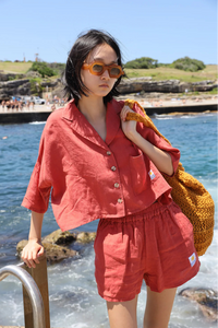 L.F. Markey Maxim Linen Paprika Shirt - The Mercantile London