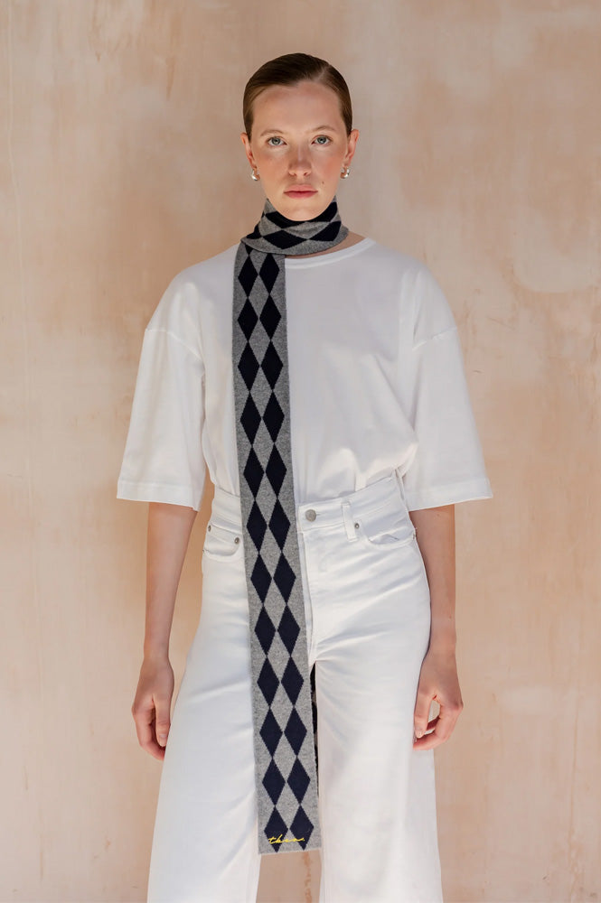 TBCo Charcoal Harlequin Skinny Scarf