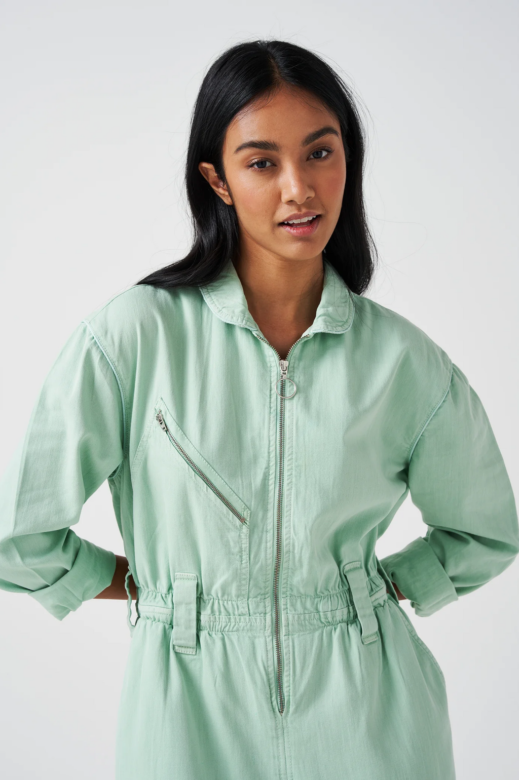 Seventy + Mochi Amelia All In One Washed Mint Jumpsuit - The Mercantile London