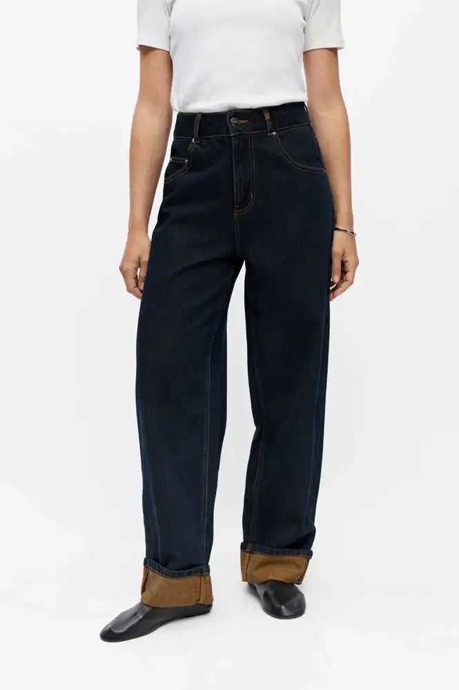 Object Isira Dark Blue Denim Cuffed Jeans