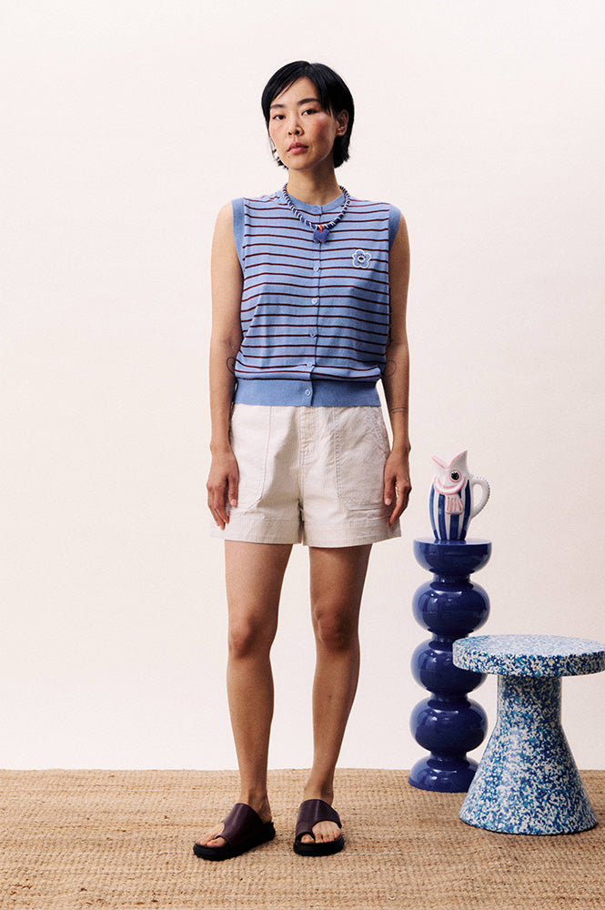 FRNCH Naia Cream Stripe Shorts - The Mercantile London