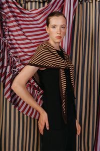 TBCo Camel & Brown Stripe Large Triangle Scarf