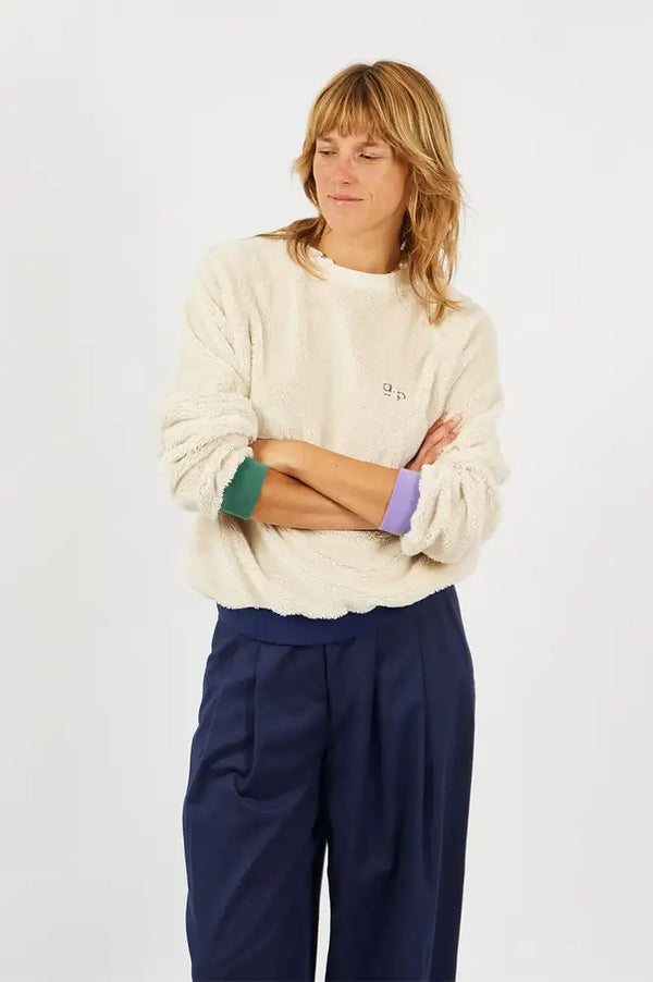 A.P Ecru Tricolour Sherpa Sweatshirt