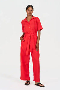 Komodo Amarie Coral Tencel Linen Jumpsuit - The Mercantile London