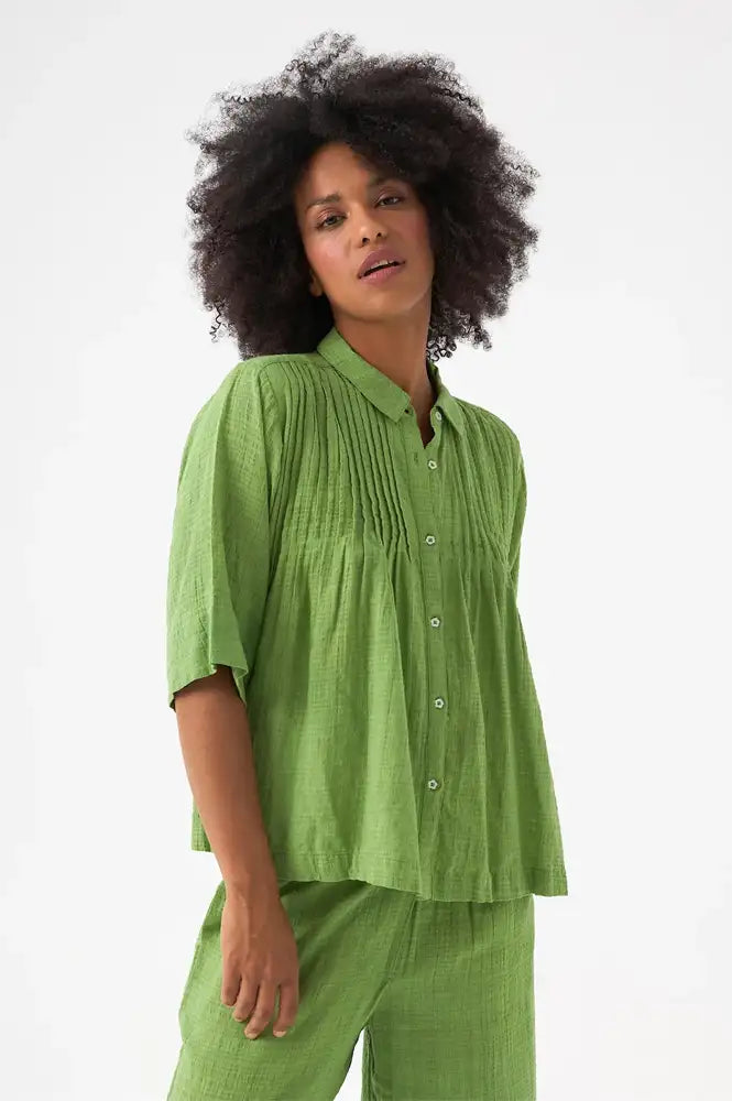 Chicosoleil Rusty Peridot Green Blouse - The Mercantile London