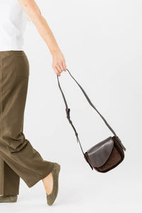 Biba Blunt Brown Leather & Suede Crossbody Bag