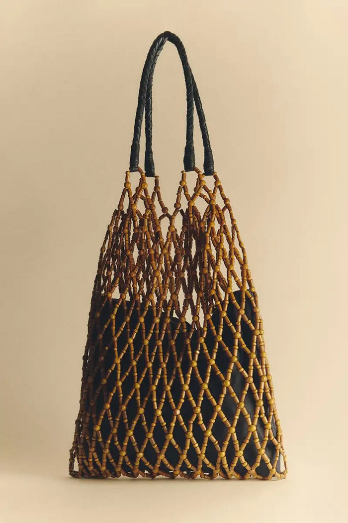 Yerse Wooden Bead Woven Bag - The Mercantile London