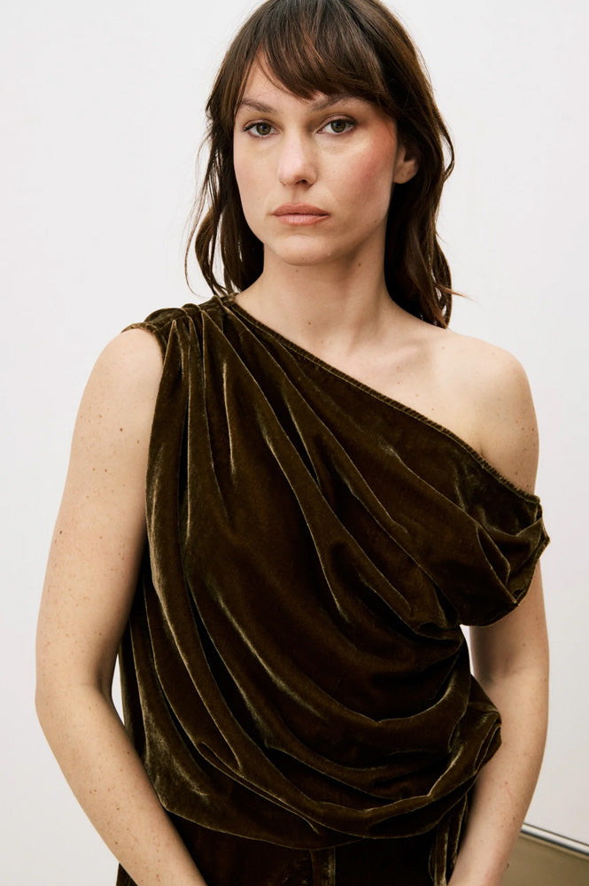 FRNCH Anita Ice Brown Asymmetric Top - The Mercantile London