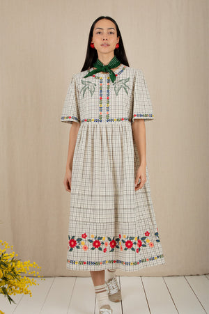 sachin and babi light blue dress Chanel Linen CC Embroidered Maxi Dress – Rad Treasures main image 0