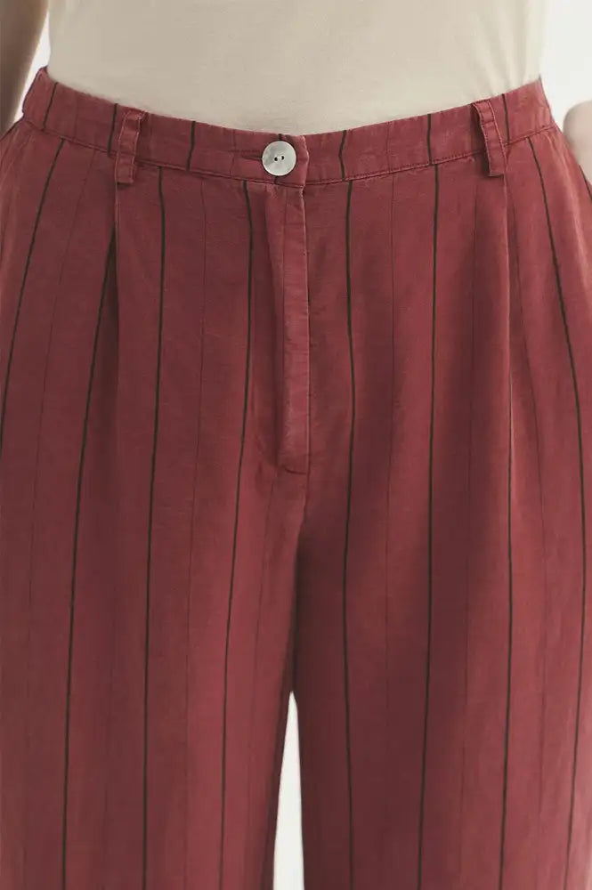 Nice Things Terracotta Striped Trousers - The Mercantile London