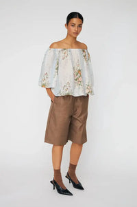 Stella Nova Creme Floral Loose Dropped Shoulder Blouse