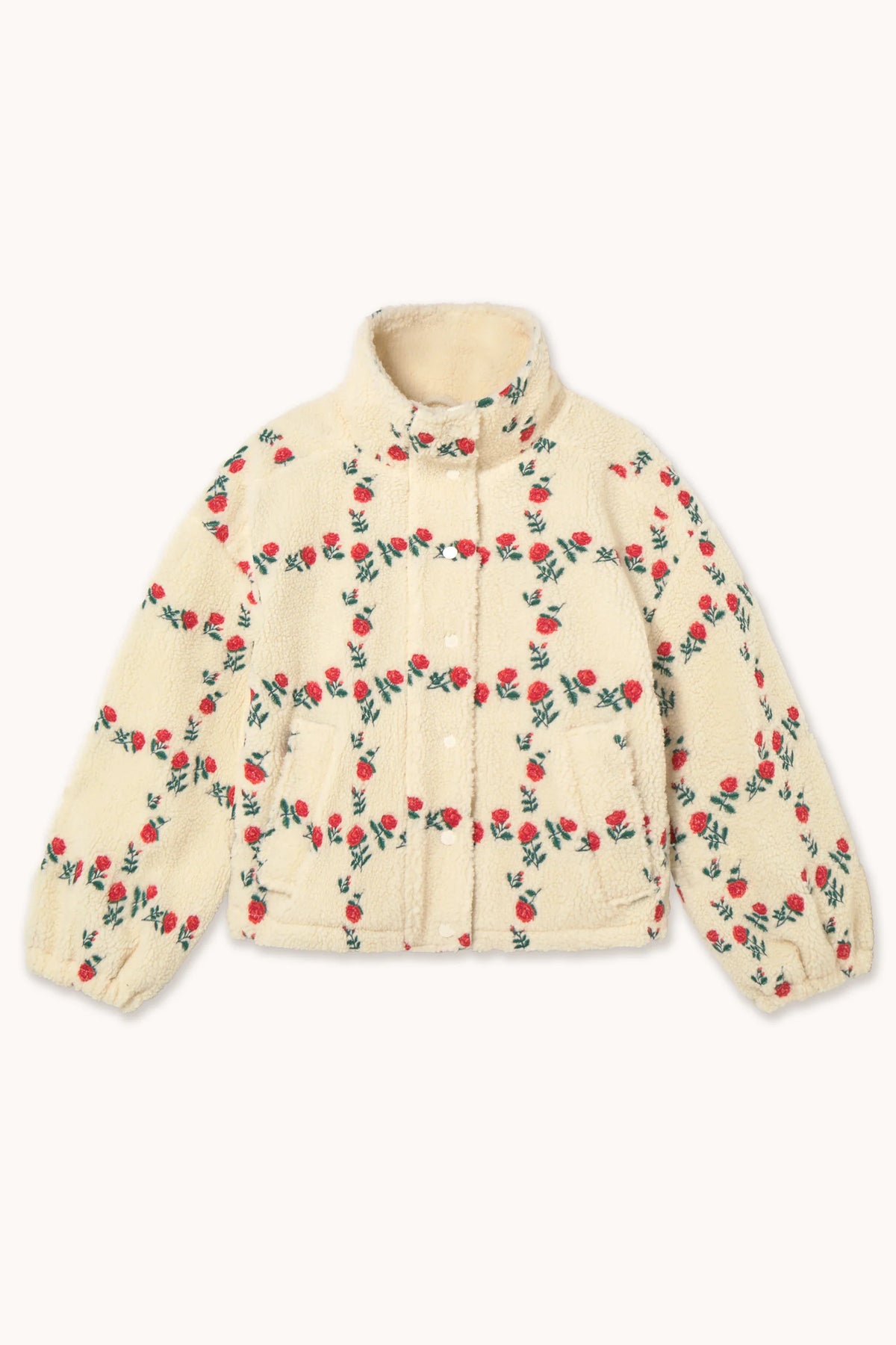 The Tiny Big Sister Rose Grid Sherpa Jacket