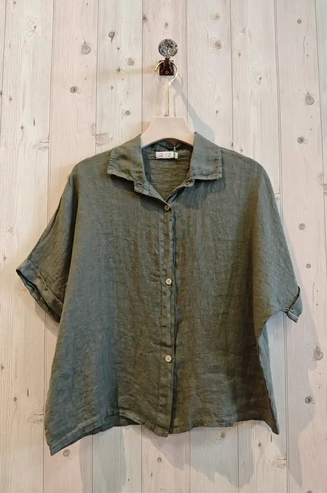 Linen & More Khaki Button Up Shirt