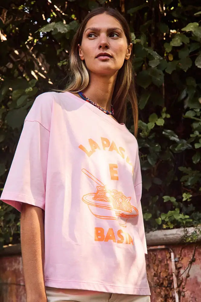 A.P La Pasta E Basta Powder Pink T-Shirt - The Mercantile London