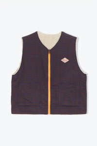 A.P Navy & Brown Reversible Gingham Gilet