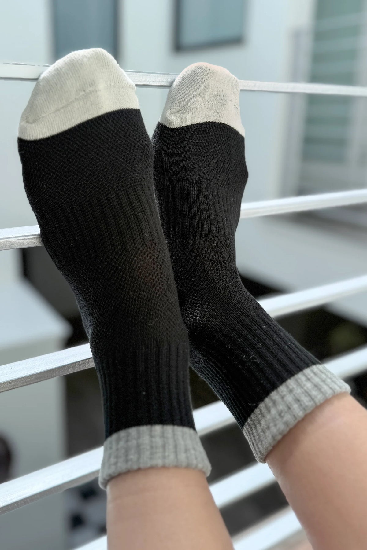 Le Bon Shoppe Girlfriend Colour Block Black Grey Socks