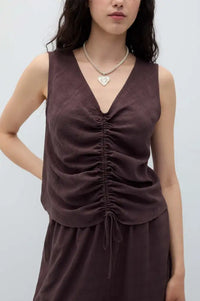 Rita Row Bisou Brown Reversible Ruched Top - The Mercantile London