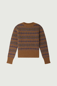 Soeur Gipsy Camel And Violet Jacquard Jumper - The Mercantile London