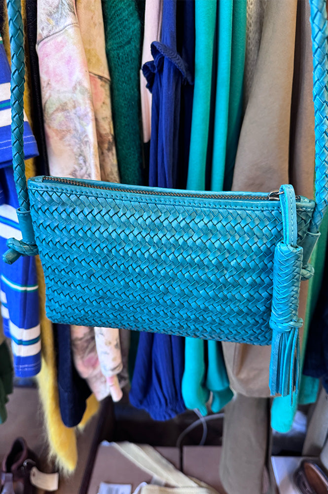 Biba Perkins Teal Braided Leather Cross Body Bag - The Mercantile London