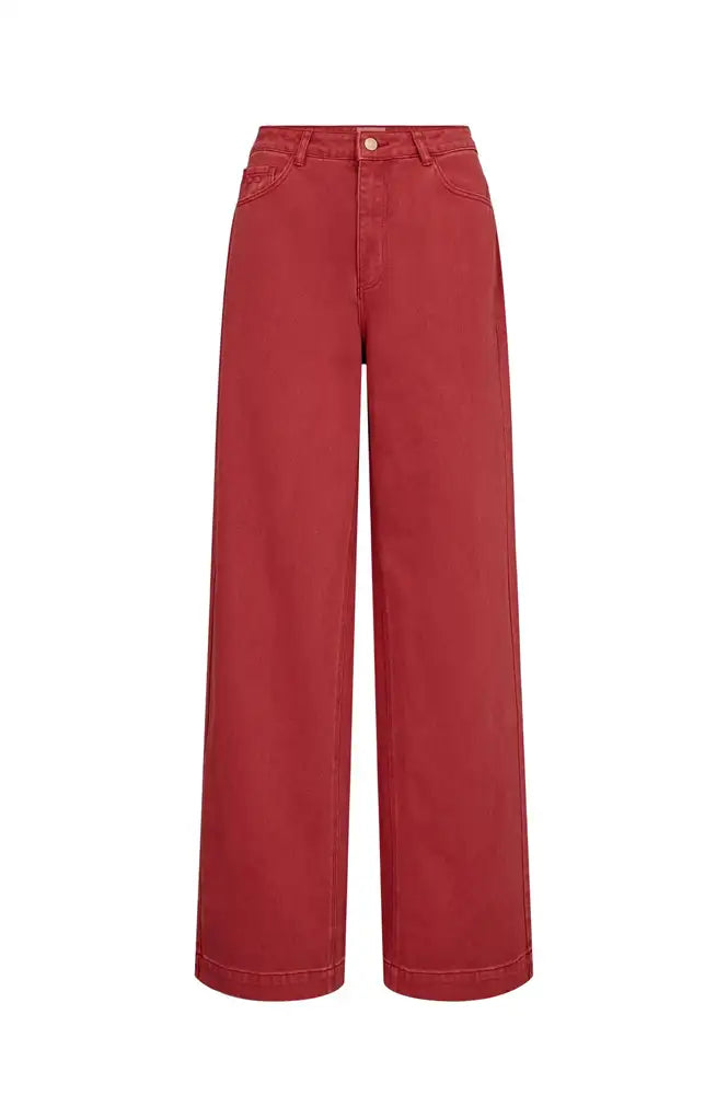 Numph Hamilton Washed Mulberry Red HR Wide Jeans