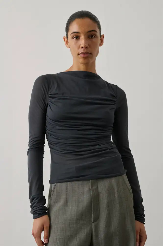 Soeur Gaia Blue Grey Slinky Top - The Mercantile London