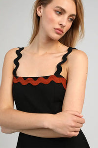An'ge Ovalentin Black Ric Rac Dress