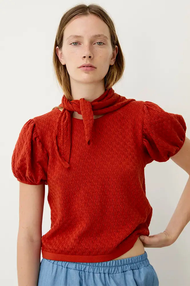 Diarte Liza Tomato Red Knitted Top - The Mercantile London