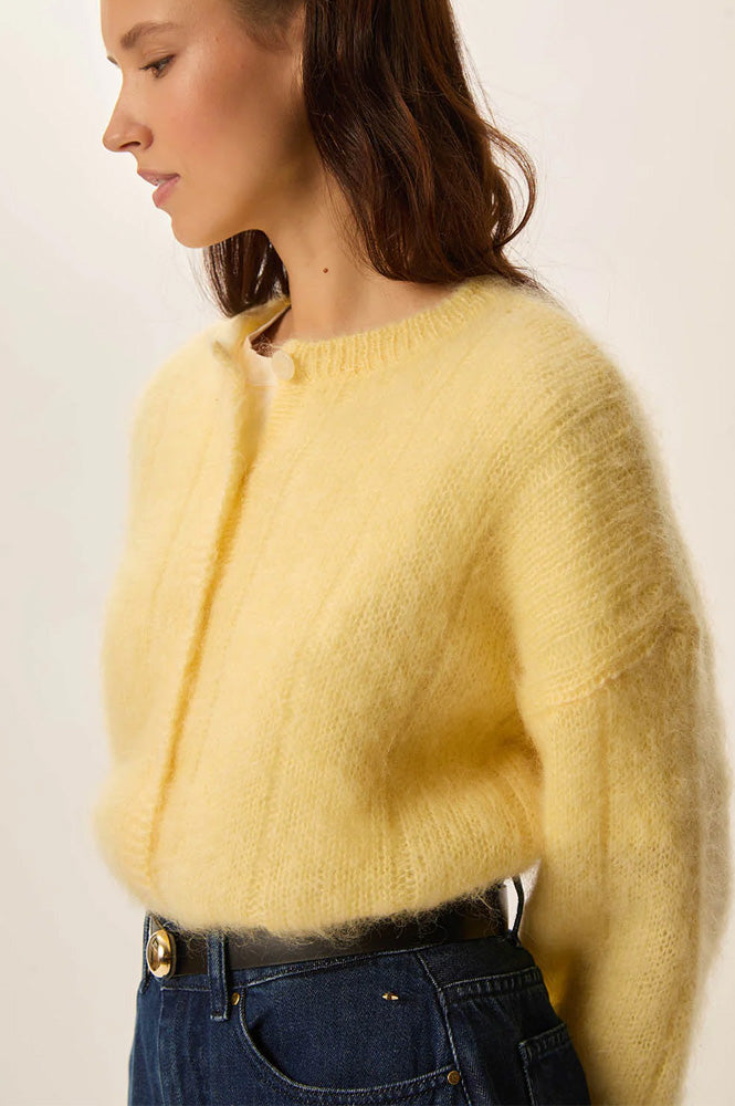 Des Petits Hauts Owl Lemon Yellow Cardigan - The Mercantile London