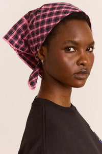 Damson Madder Magenta Check Headscarf