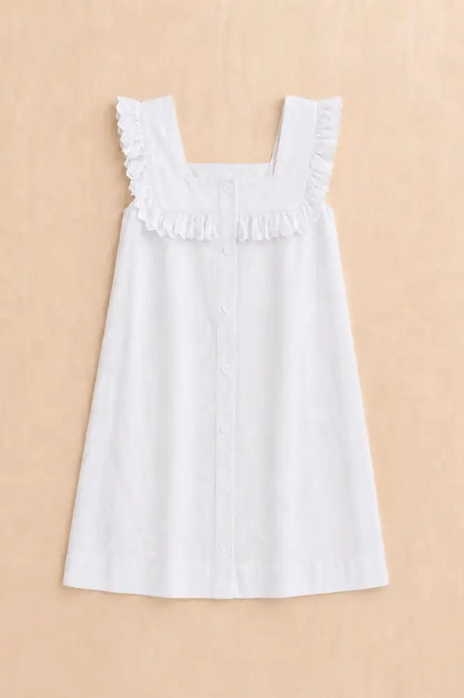 TBCo White Cotton Broderie Button Up Dress