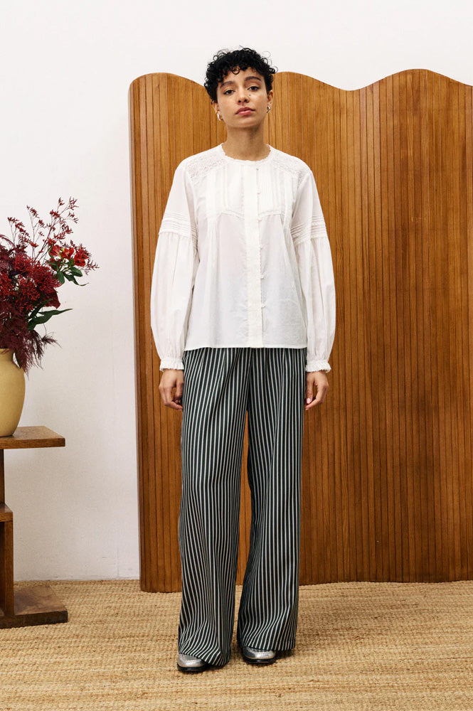 FRNCH Aster Green Moss Trousers - The Mercantile London