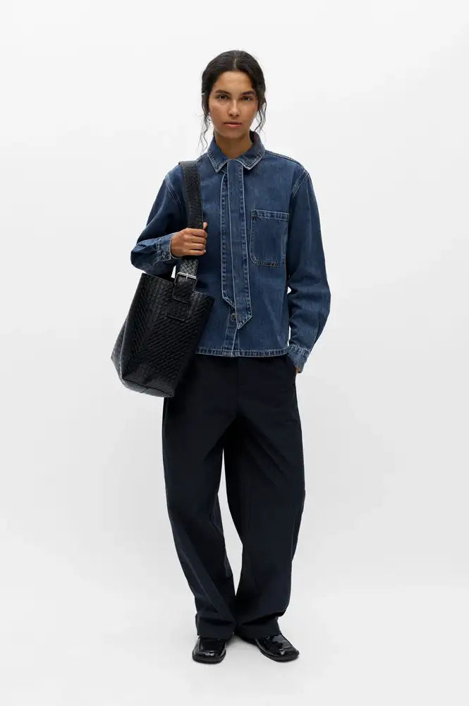 Object Bow Medium Blue Denim Shirt
