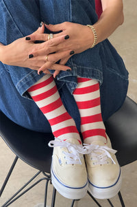 Le Bon Shoppe Wally Red Wide Stripe Socks