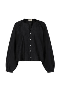FRNCH Pensee Black Textured Blouse - The Mercantile London