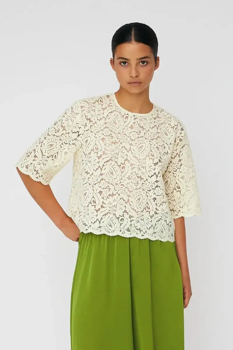 Stella Nova Soft Yellow Lace Top - The Mercantile London